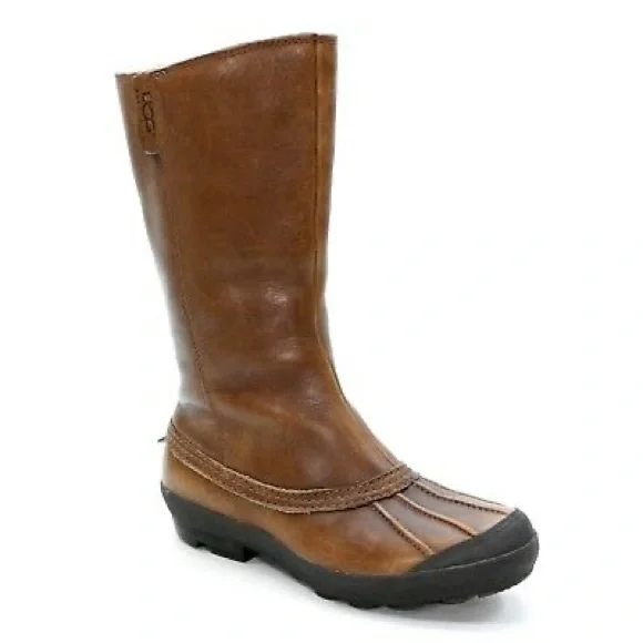 Ugg Belfair brown leather duck toe waterproof shearling boots - Picture 2 of 14